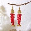 Bohemian Mediterranean Big Fish Earrings Shiny Shell Scale Statement Earrings for Women Daily Casual Wear