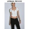 UR Women's Slim Fit Double Zipper U-Neck T-Shirt