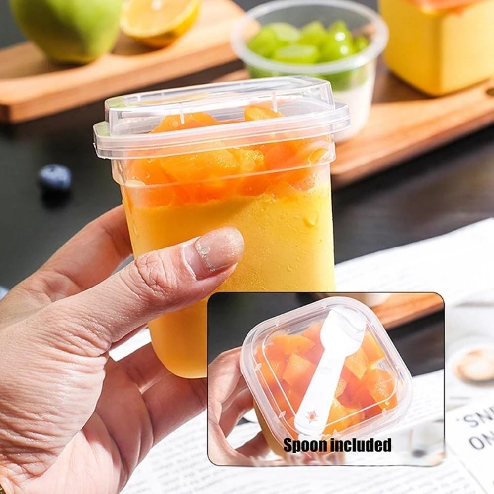 10Pcs With Spoon Transparent Cup Transparent Yogurt Cup New Pudding Cup  For Dessert Ice Cream
