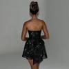 European and American Strapless Style Fashionable Mesh Backless Dress for Women