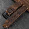 Handgemaakte Eerste Laag Koeienhuid Lederen Horlogeband 20 22 23 24 26MM Bruine Gevoerde Leren Band Voor PAM111 441 Zachte Heren Armband