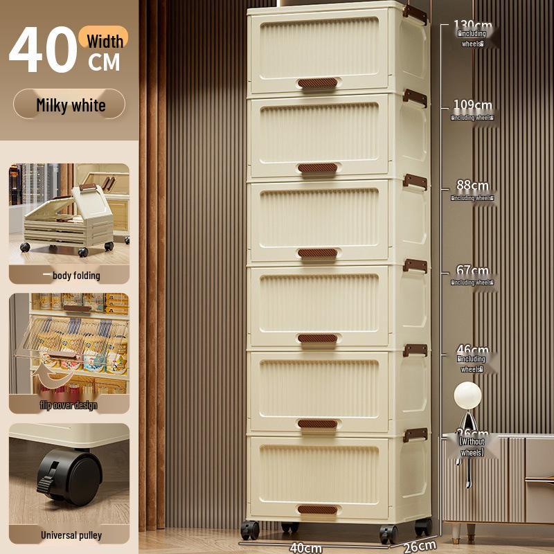 Multi-layer Plastic Storage Cabinet: Foldable Organizer for Clothes, Toys, and More