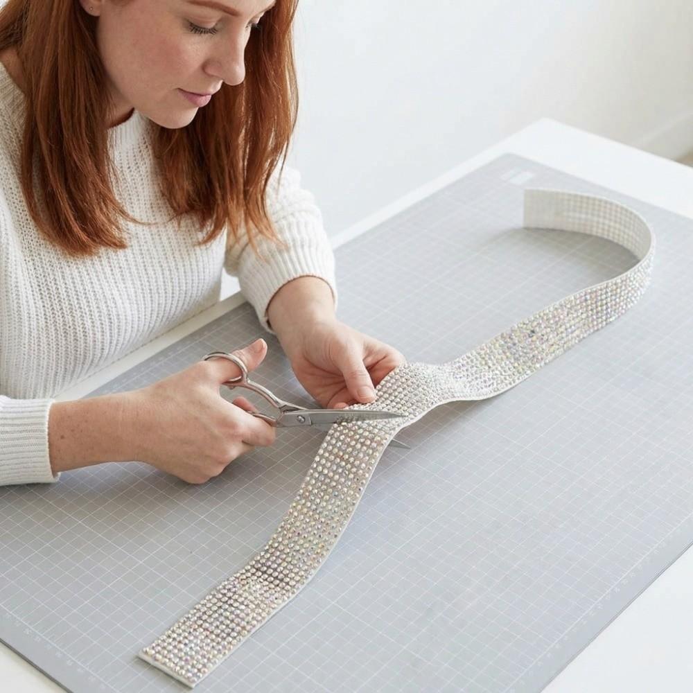 Self Adhesive Rhinestone Strip Shiny Sticker Decal Sticky Back Decorative Trim Craft Decor