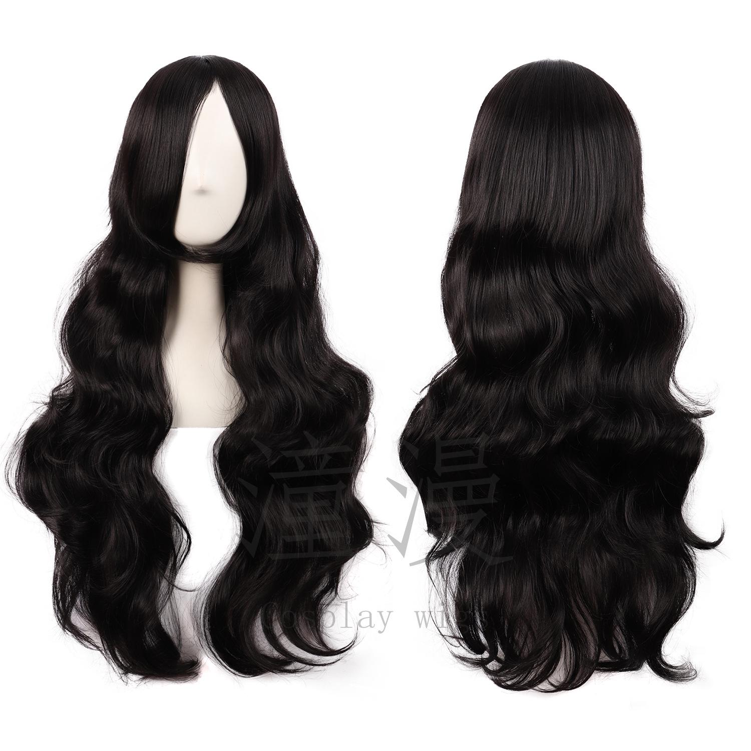 Two-Dimensional Women s Long Curly Wig - 70cm Universal Gold Anime Cosplay, Heat-Resistant Big Wave Hair. чёрный