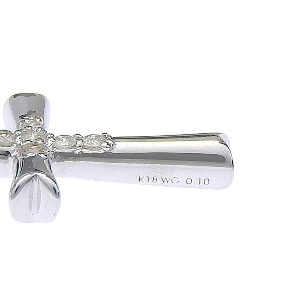 cross Necklace K18 white gold/diamond cross 2.7g unisex Used