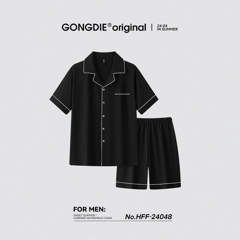 Gongdie Men s Cooling Short Sleeve Lounge & Pajama Set L
