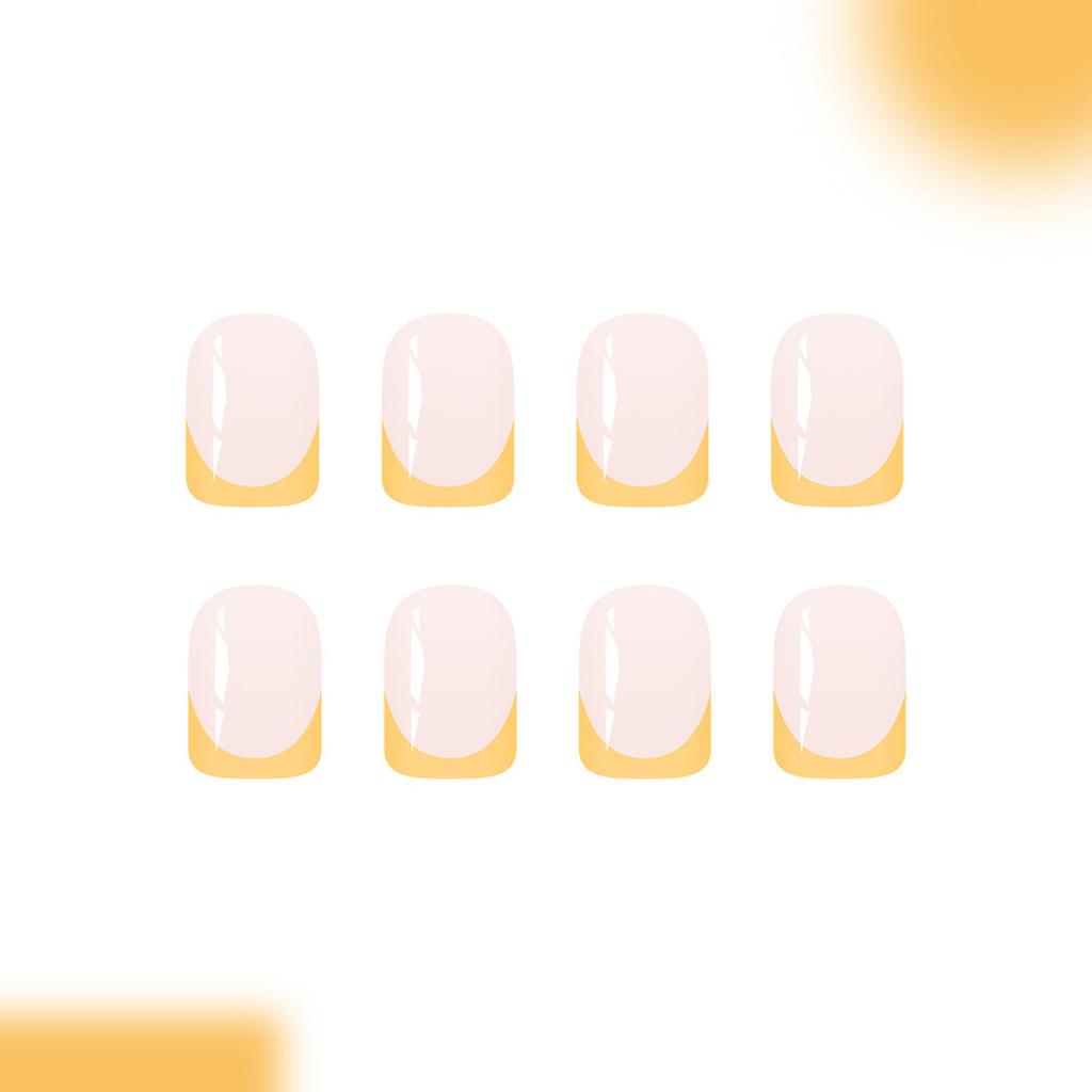 Press On Nails Yellow Fake Nails Squoval Glue On Nails Glossy Acrylic False Nail Full Cover Stick On Nails for Womens