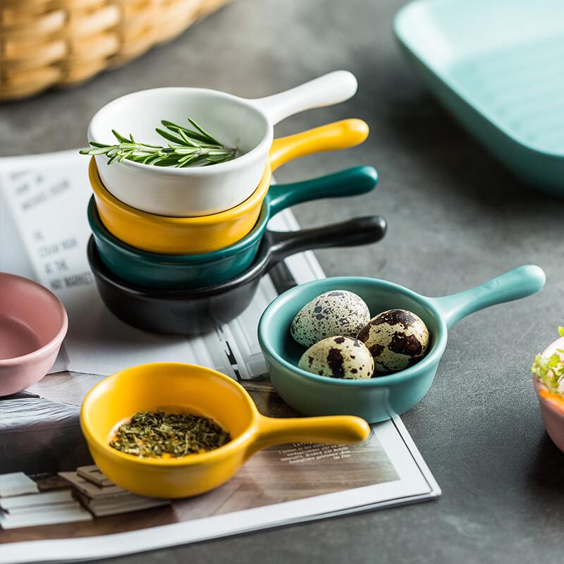 Japanese Style Ceramic Condiment Dish Set with Handle