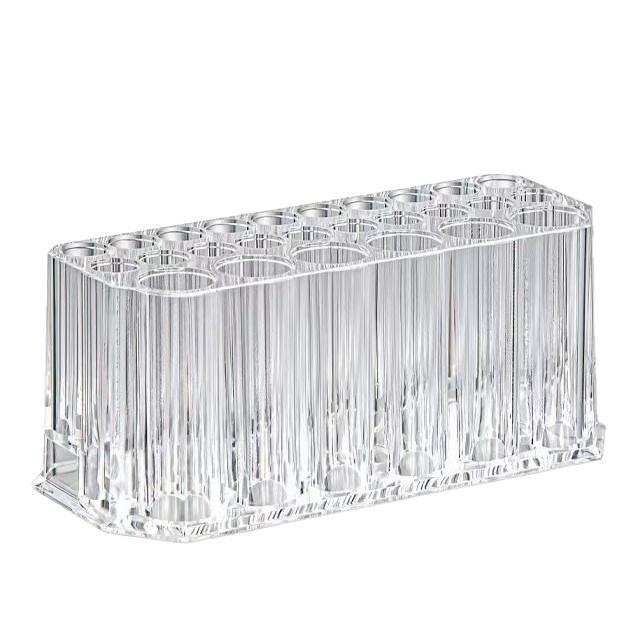 

Acrylic Makeup Brush & Pen Holder – Transparent Desktop Storage Box for Bedroom or Office прозорий
