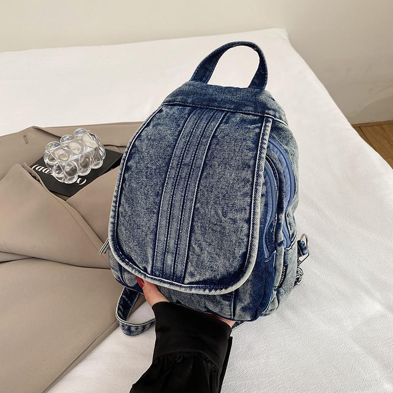 Rucsac din denim pentru femei, ghiozdan de student, geantă de piept multifuncțională