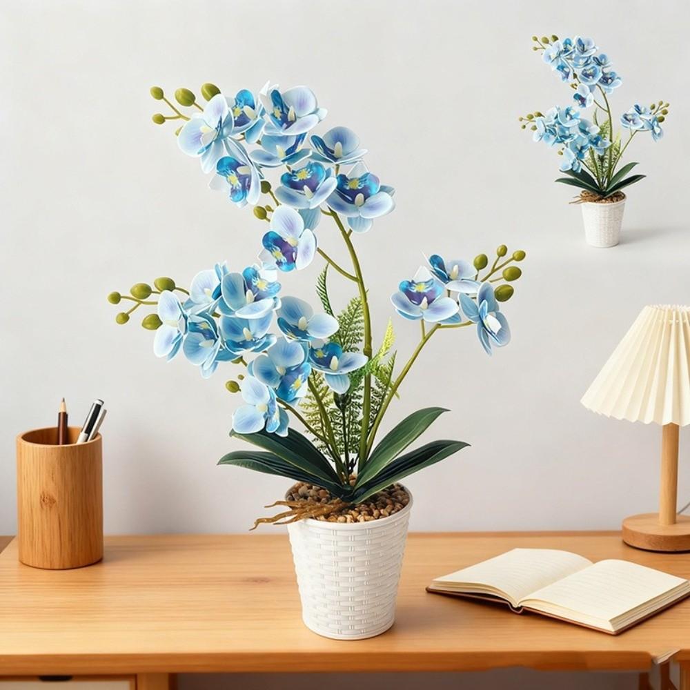 Multi-Bloom Artificial Orchid Bonsai DIY Artificial Faux Plants New Plastic Fake Flower  Home Decor