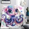 Octopus Print Flannel Blanket, High quality Comfortable for All Seasons, Home Decor, Warmth and Comfort, Perfect for Christmas Gifts