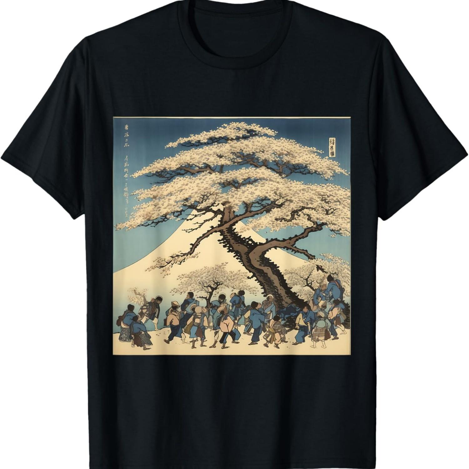 Renaissance Ring Sakura Sumo Art Tradition Cherry Blossoms T-Shirt S чёрный
