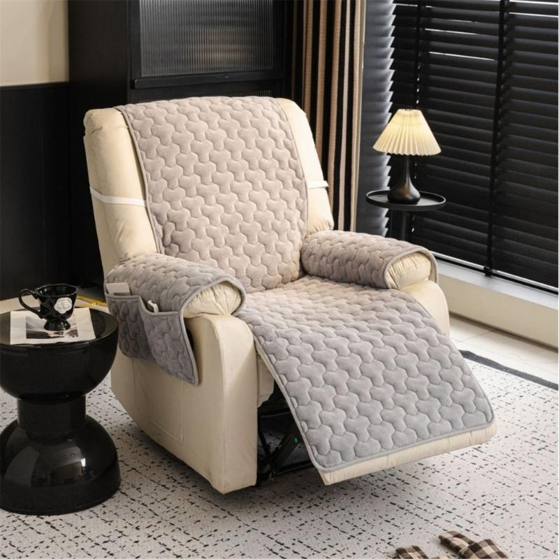 Flanell Sofabezug Polster Weich Warm Sessel Stuhl Couch Abdeckung mit Seitentaschen Für Winterkomfort Universelle Größe