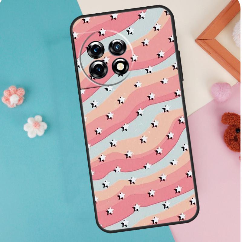 Preppy Stars Lightning Pink Case For OnePlus 12 11 9 10 Pro 9RT 10T 10R 12R OnePlus Nord CE 2 Lite 3 2T N10 N20 Cover