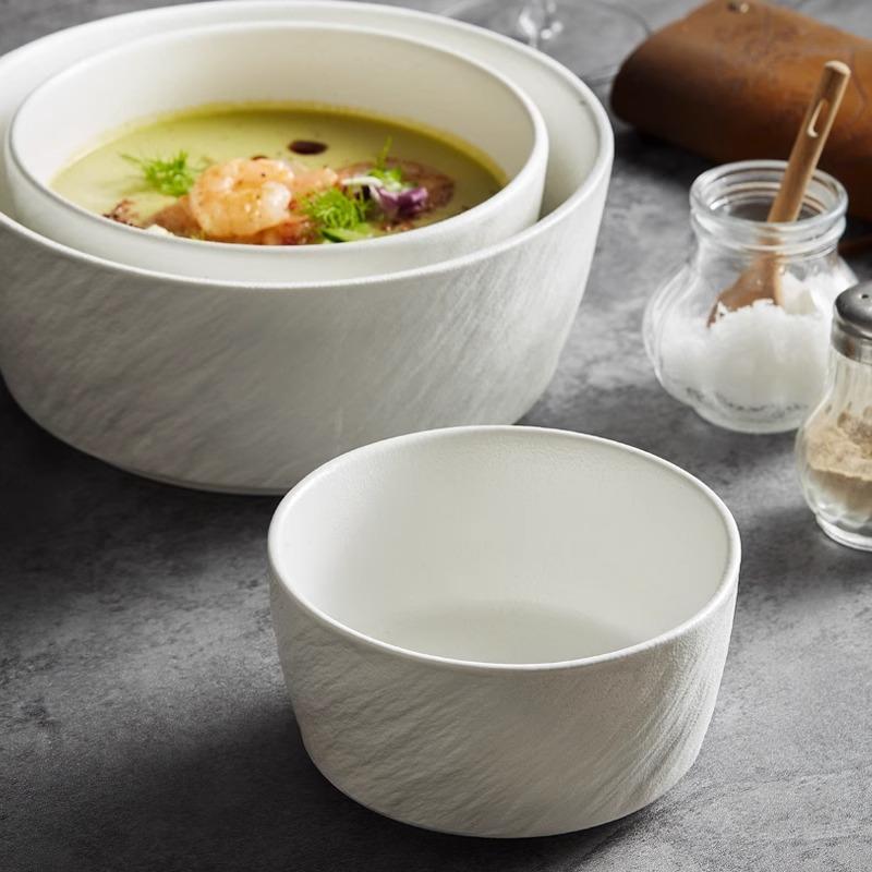 Keramik Reisschale Suppenschale Nudelschale Schale Mattiertes Felsmuster Flacher Boden Gerader Rand Schale Kommerzielles Geschirr Hitzebeständig