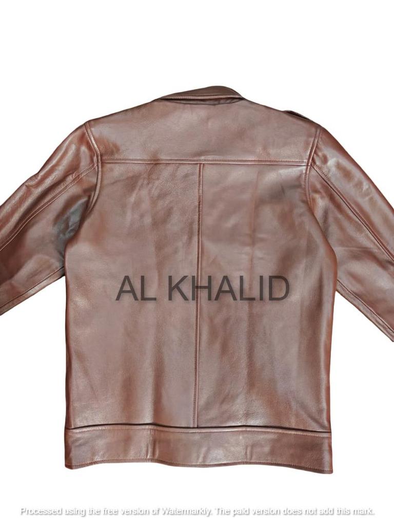 AL KHALID Jachetă din piele pentru bărbați, maro, din piele de miel autentică, elegantă pentru motocicletă