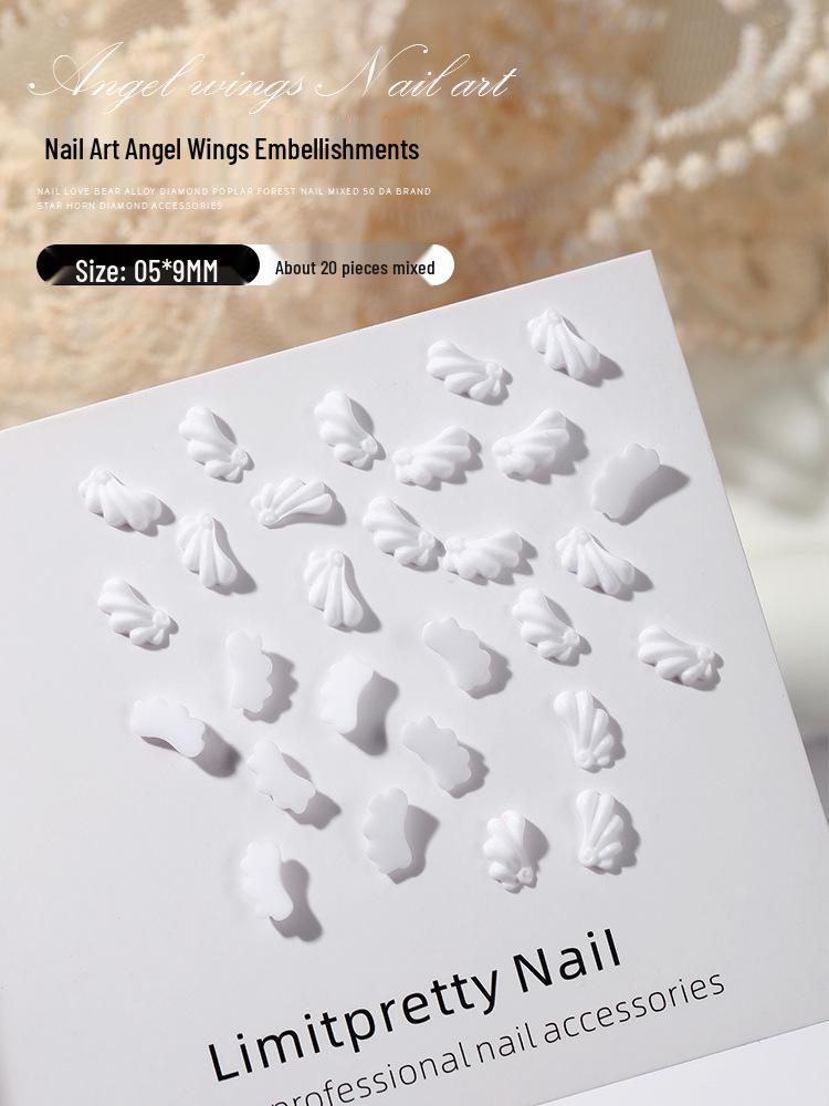 

Мини 3D Ангельские крылья Смола Украшения для нейл-арта, Набор из 20 штук, Черно-белые