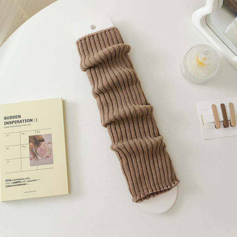 Japońskie dzianinowe getry w jednolitym kolorze dla kobiet - wyszczuplające, ciepłe, modne skarpetki jesienno-zimowe