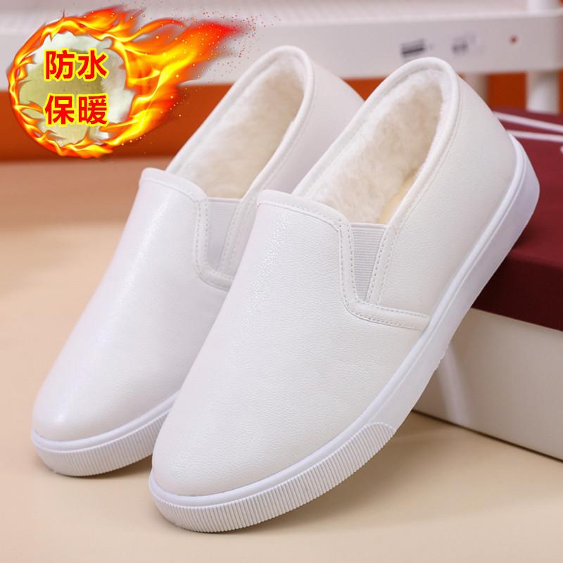 Winter Leather Waterproof Cotton Shoes Female Student Lazy Shoes Casual Female Nurse Female Shoes Boots