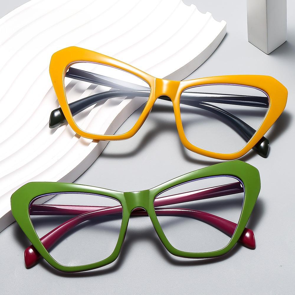 0+1.0~+4.0 Fashionable Cat Eye Reading Glasses Splicing Colors Anti Blue Light Reading Glasses Same Gender Design Comfortable