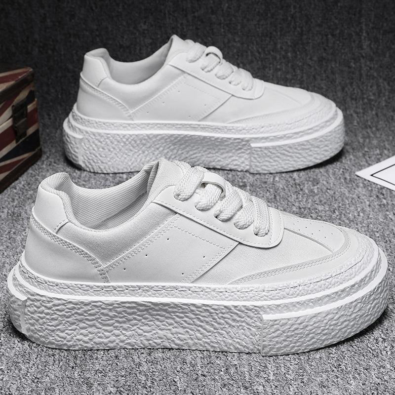New Summer Thick Sole Skate Shoes, Trendy Elevated Casual Bread Shoes, Breathable Platform White Sneakers