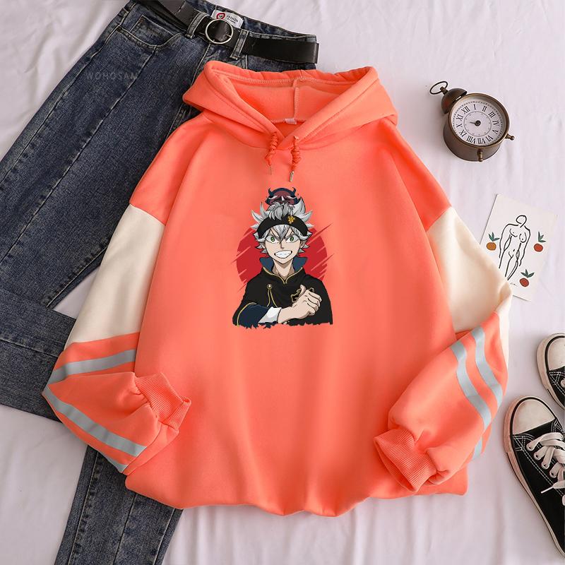 Harajuku Japanese Anime Black Clover Men Hoodies Sweatshirt Funny Cartoon Boys Asta Streetwear Pullover Winter Patchwork Hoodies