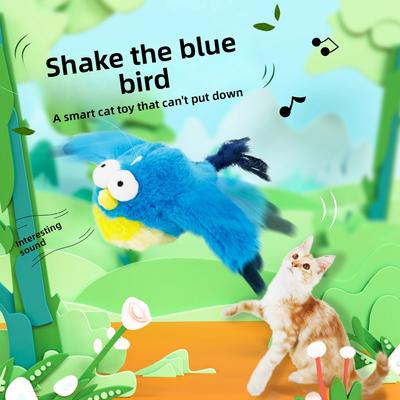 Cat Sound Vibration USB Rechargeable Shaking Blue Bird Sparrow Toy Dog Pet Cat Toy