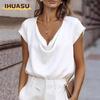 Women's Fashion Casual Solid Color Print Short Sleeve V Neck Blouses & Shirts