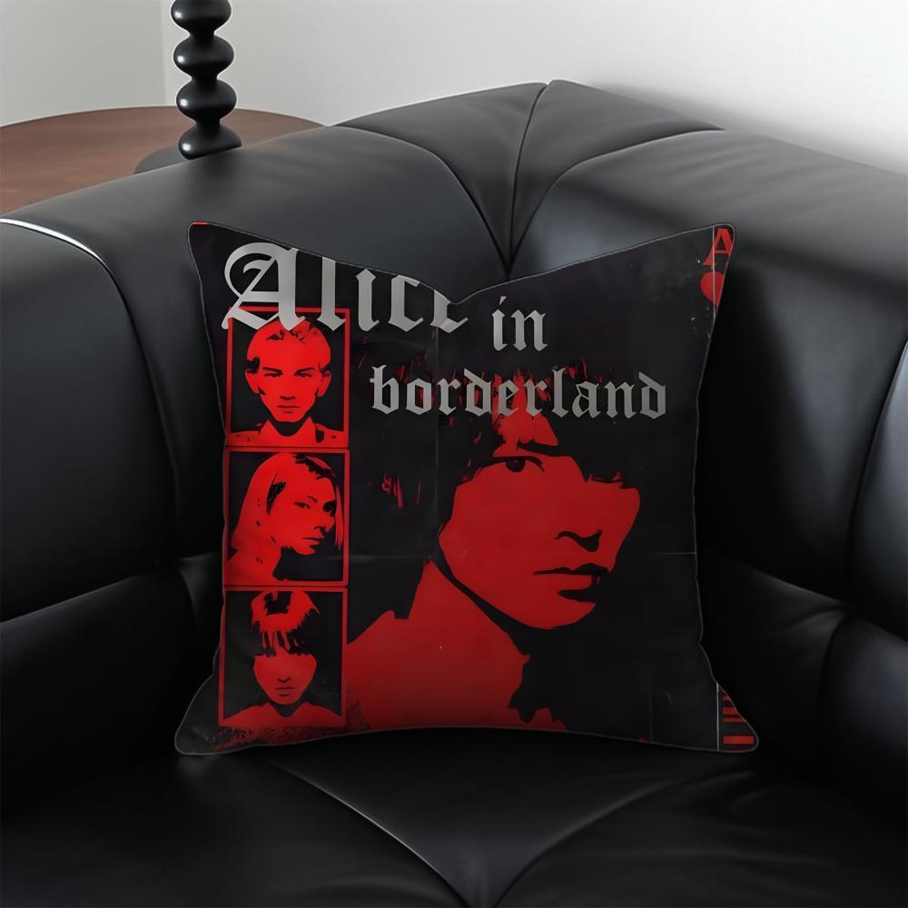 AAlice In BBorderland Cushion Cover Pillow Case Antidustmite Invisible Zipper Silky Short Plush Sofa Cushion