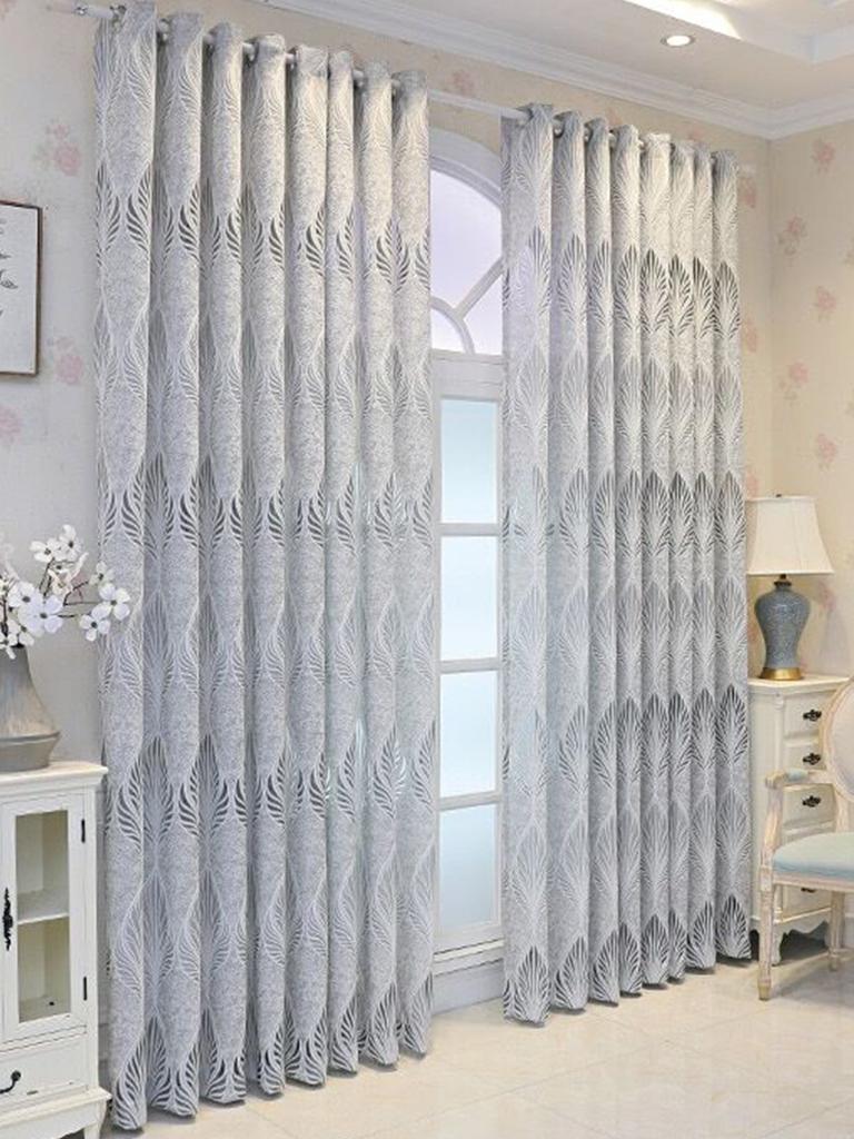 White GREY Embroidered European Style Thickened High-end Curtains for Bedroom Transparent Tulle for Living Room,Grommet Top,