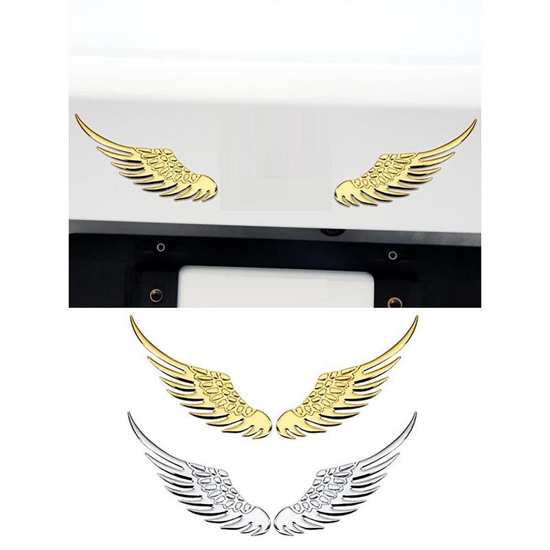 1Pair Car Auto Motorcycle Body Sticker 3D Angel Wings Badge Style Zinc Alloy Decals Silver/Gold Exterior Accessories