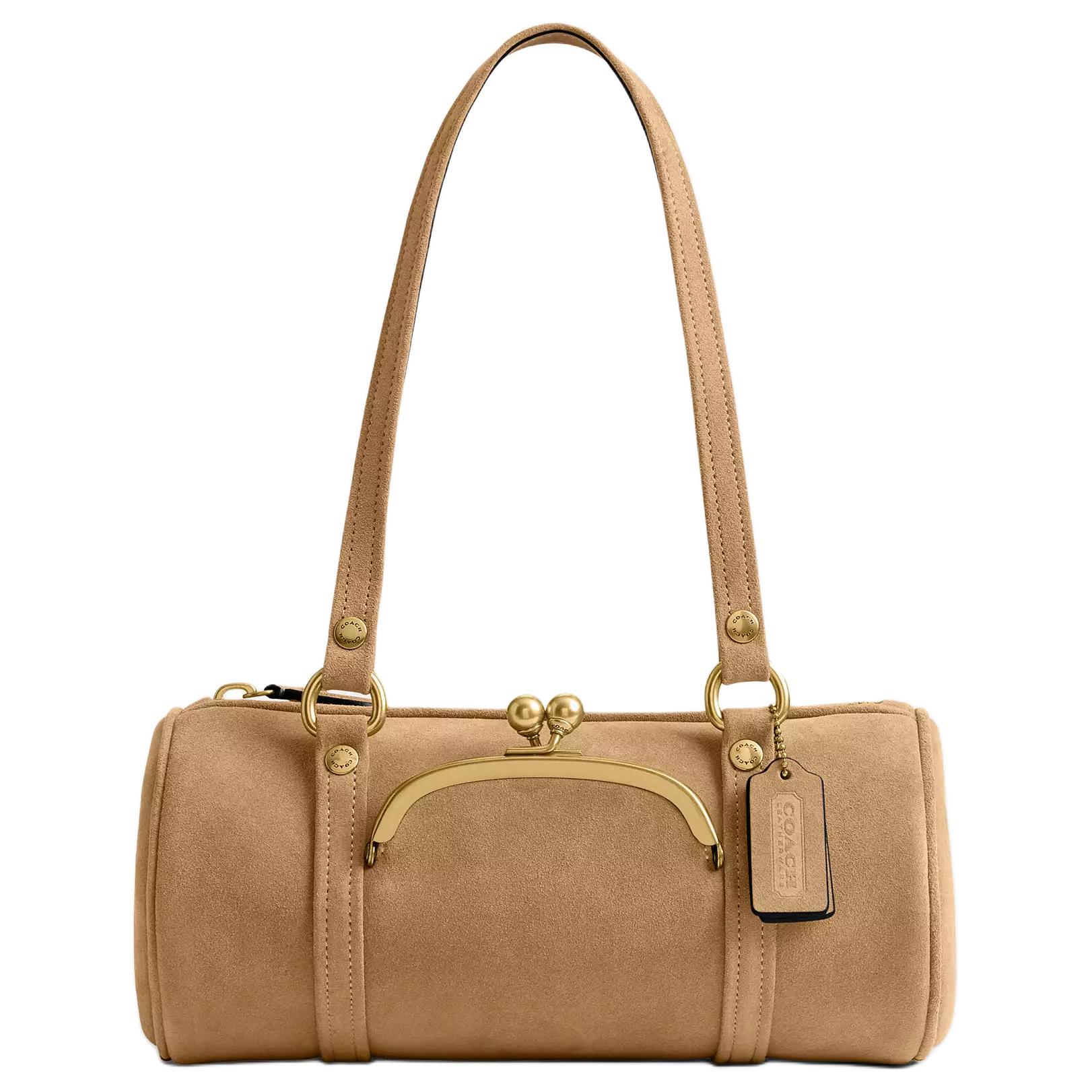 

Coach Kisslock 28 Round Zipper Silhouette Suede And Leather Shoulder Bag Large Women bags Khaki CEM07-B4XIB Basic Set (Bag+Dust Bag)
