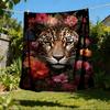1pc Leopard Floral Print Outdoor Blanket, Soft And Comfortable Blanket, Casual Warm Outdoor Blanket, Camping Travel Blanket yy251201110