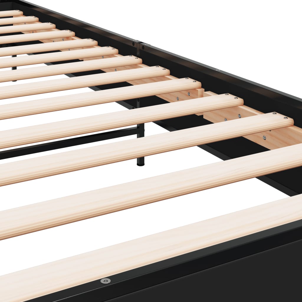 Bed Frame Black 75x190 cm Particleboard and Metal