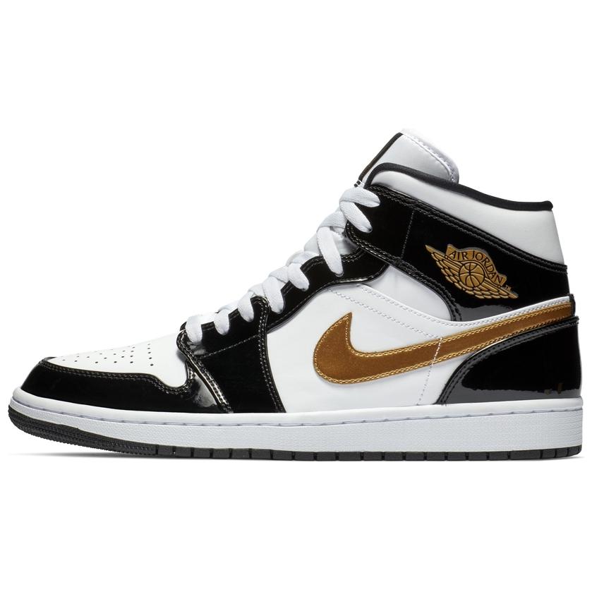 

Новые JORDAN 1 Mid Патент Черный Белый Золотой 852542-007