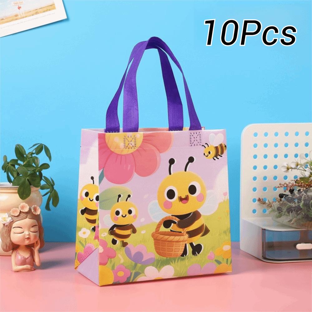 10Pcs Waterproof Gift Packaging Bags Reusable Flower Shopping Tote Bag  Kids Birthday Party