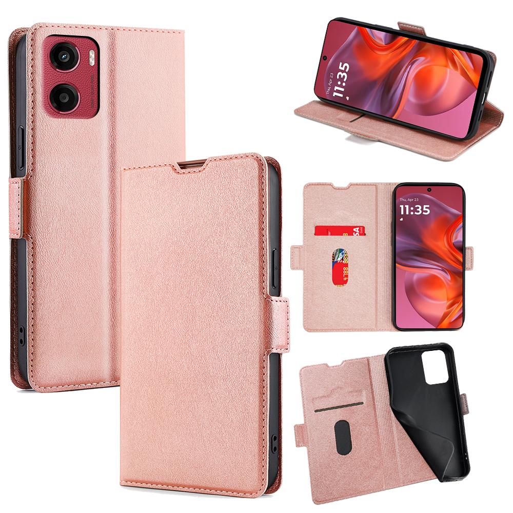 

For Motorola Moto G05 4G Case Card Holder PU Leather Phone Cover Rose Gold