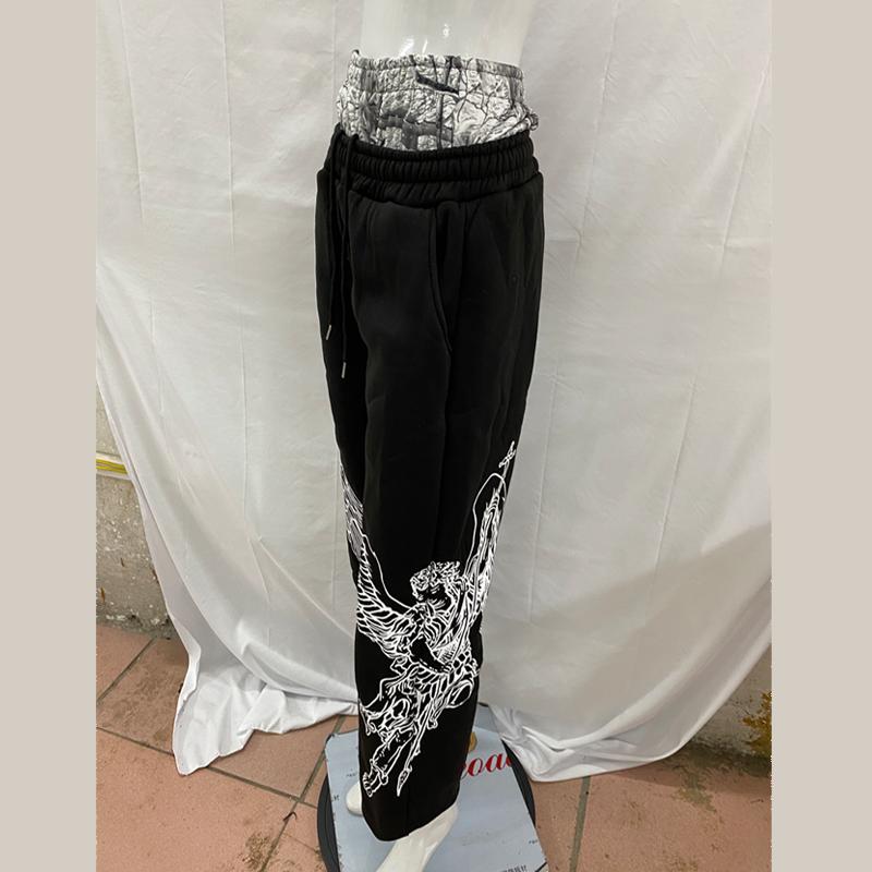 European and American Spring and Autumn High Street Trendy Wings Printed Casual Thin Style Loose Design Sense Niche Pants
