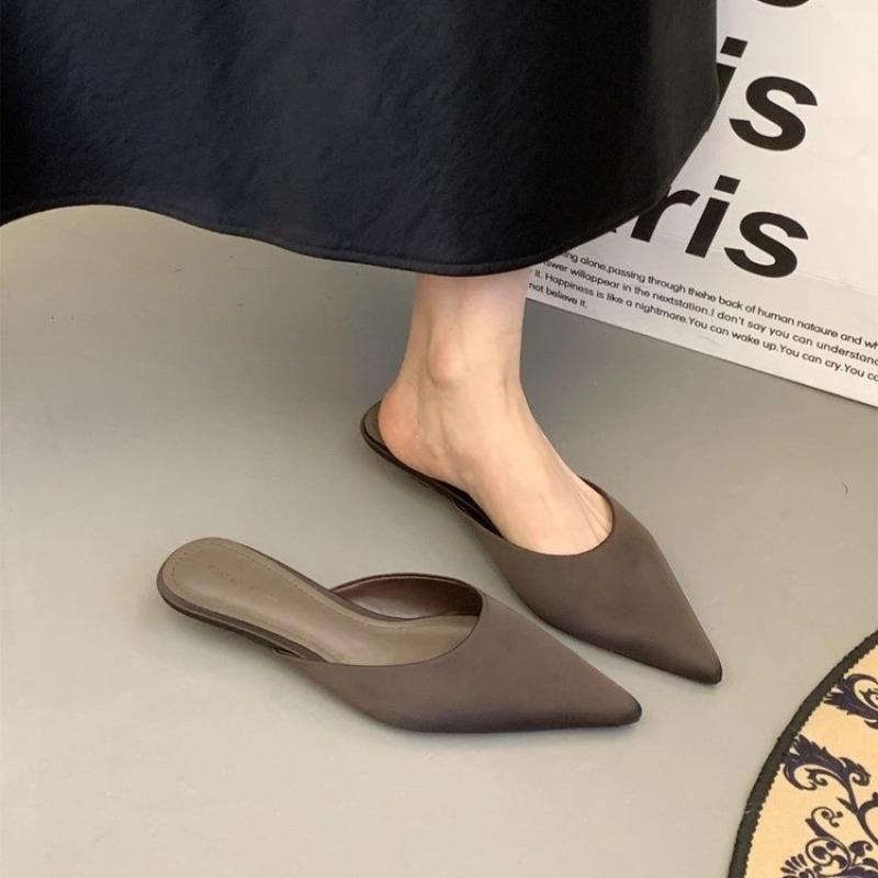 Style Luxury Summer Concise Pointed Toe Women Slippers Fashion Thin Low Heels Party Pumps Mules Slide Shoes Zapatos Mujer