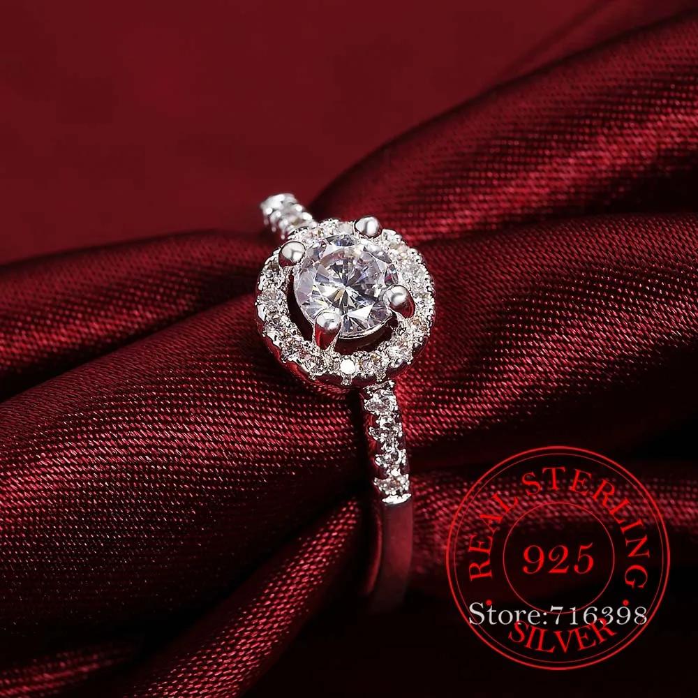 

925 Sterling Silver AAA Round Zircon Ring For Woman Men Fashion Wedding Engagement Party Gift Charm Jewelry 8