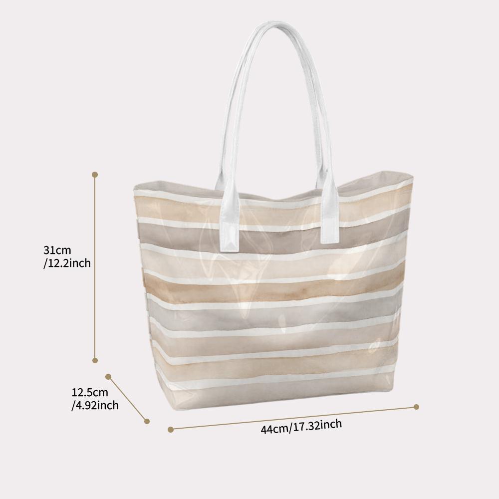 Casual Striped Tote Bag Large Daily Shoulder Bag for Commute Shopping Outdoor Use