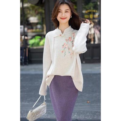 ITISF4 Chinese Style Embroidered Knit Sweater