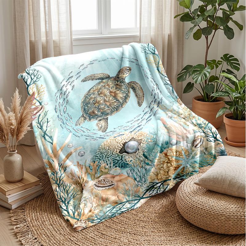 Ocean Life Adventure 38 Theme blanket Lightweight Warm Flannel Blanket Decorative Throw Blanket for Home Decoration