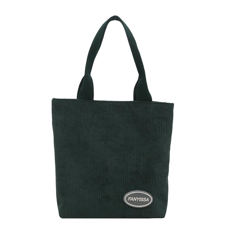 

Japanese corduroy cute portable small bag women s summer ins tote bag work bento bag student small bag зелёный