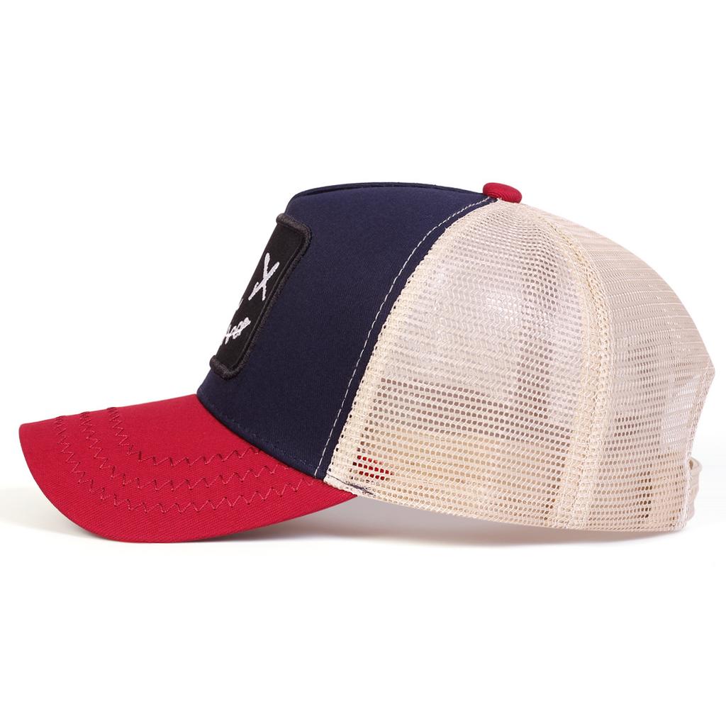 X Eyes Smiley Patch Trucker Hat, Mesh Back Adjustable Curved Brim Baseball Cap for Streetwear