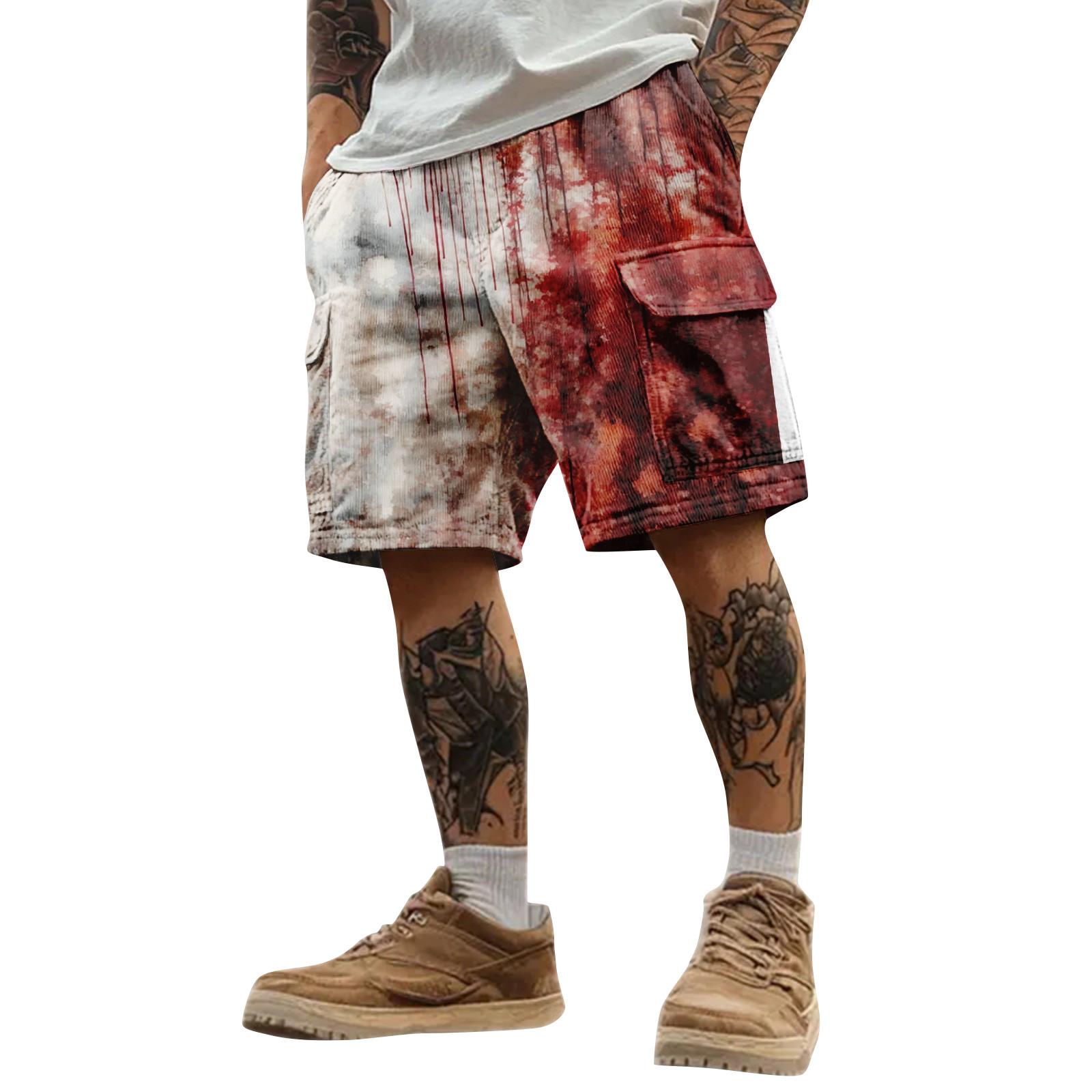 

Мужские спортивные шорты карго с принтом на Хэллоуин, свободного кроя, с несколькими карманами M белый