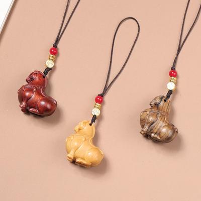 Red Sandalwood Zodiac Horse Hanging Ornament and Phone Charm - DIY Horse Accessory with Money Pendant