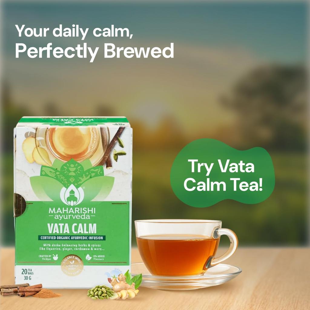 Maharishi Ayurveda Tisana Biologica Certificata Vata Calmante | Con Liquirizia, Zenzero, Cardamomo e Cannella | Supporta l'Equilibrio del Sistema Nervoso &