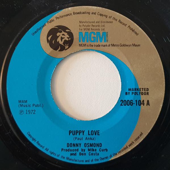 

7inch Record DONNY OSMOND - Puppy Love 2006104 MGM Records 1972 UK Pop Used